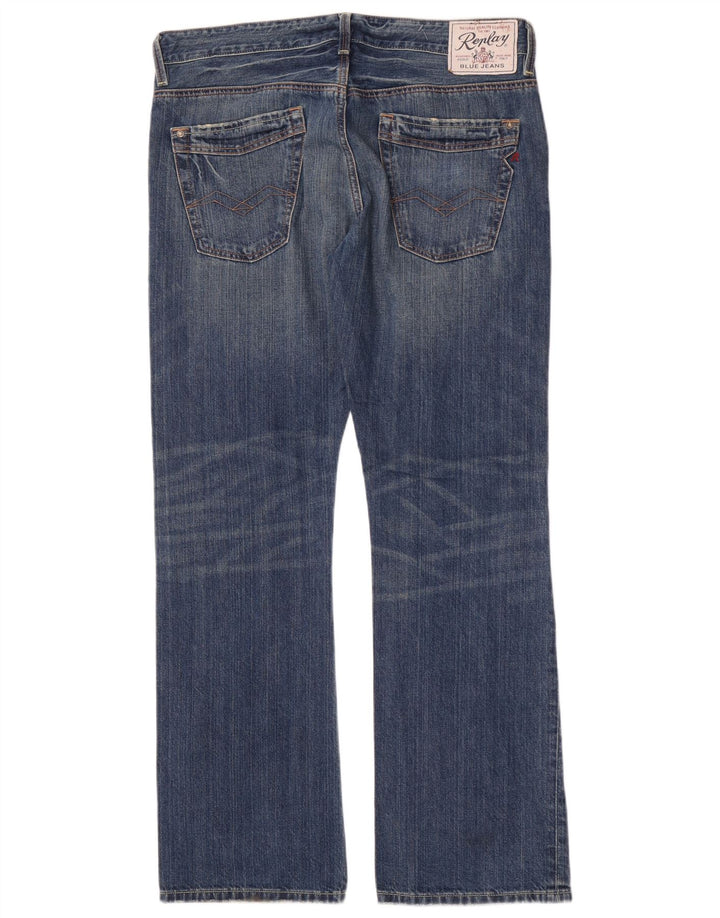 Replay Herren Jimi Bootcut Jeans W34 L32 Blaue Baumwolle