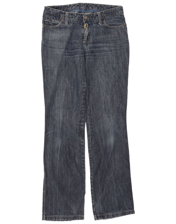 Benetton Damen Straight Jeans IT 42 Medium W30 L31 Marineblaue Baumwolle