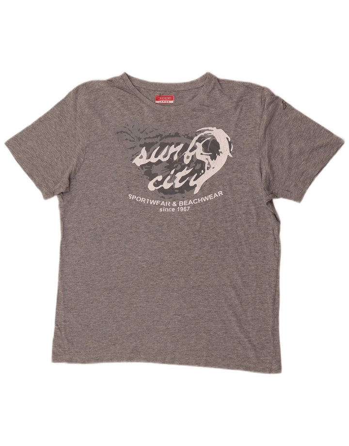 Kappa Herren Grafik T-Shirt Top Large Grau