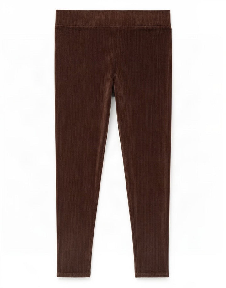 Marks & Spencer Damen Velours-Leggings UK 16 Large Braun Polyester
