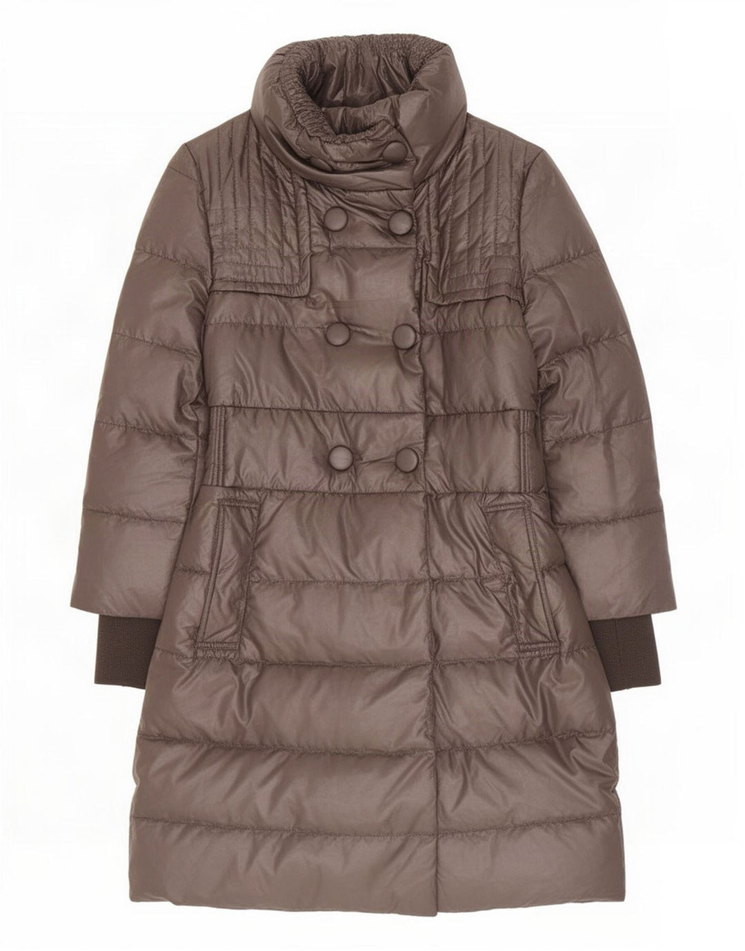 Penny Black Damen Zweireihiger, gepolsterter Mantel, Größe S, Braun, Polyester