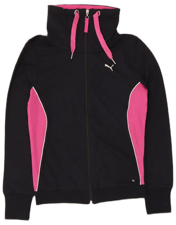 Puma Damen-Trainingsanzug-Top-Jacke, Größe S, Größe S, Schwarz, Colourblock-Baumwolle
