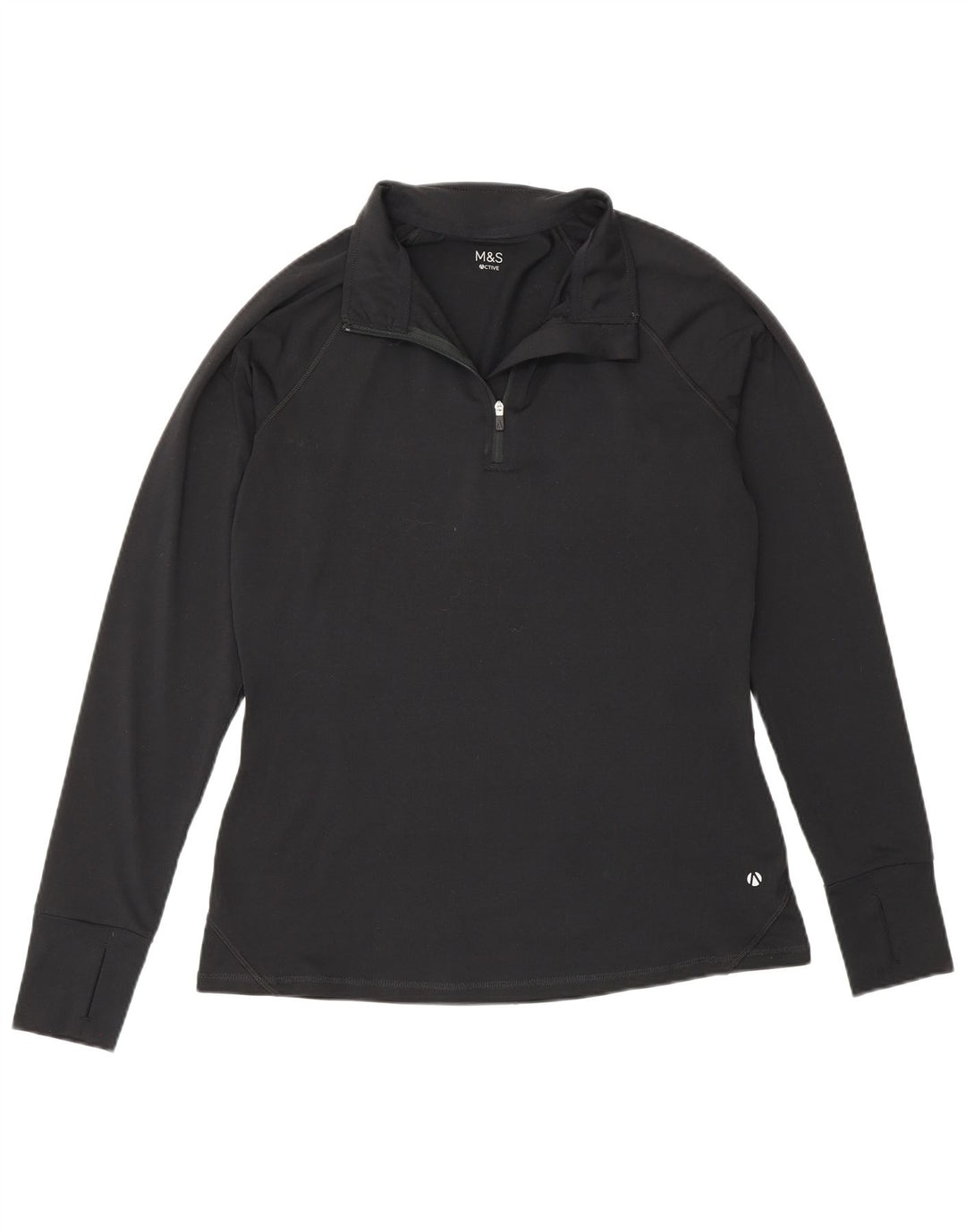 Marks & Spencer Damen-Pullover-Trainingsanzugoberteil mit Reißverschluss und Halsausschnitt, UK 12, Mittelschwarz
