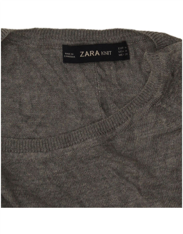 Zara Damen-Pullover mit U-Boot-Ausschnitt, Gr. 14, Mittelgrau