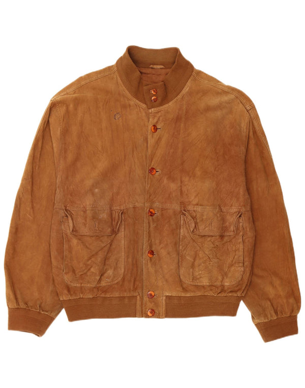 Vintage Herren Wildleder Bomberjacke UK 42 XL Braunes Leder