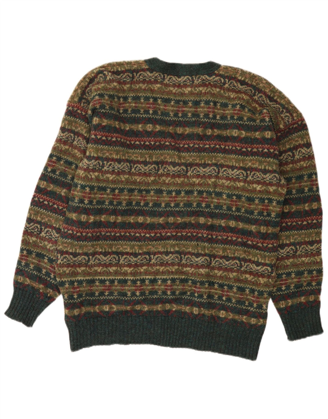 Vintage Herren Cardigan Pullover Medium Mehrfarbig Fair Isle Wolle