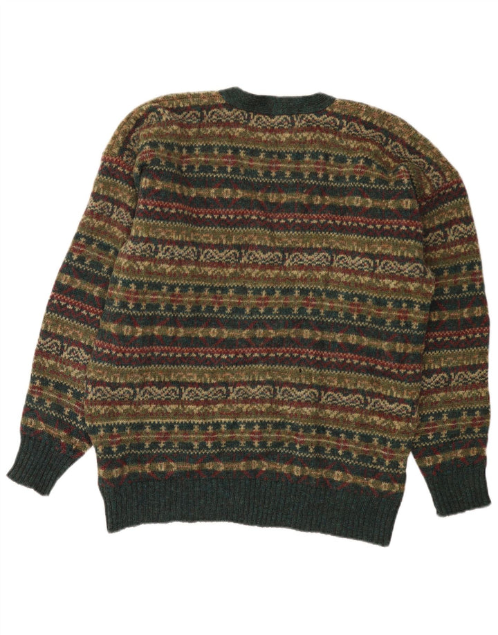 Vintage Herren Cardigan Pullover Medium Mehrfarbig Fair Isle Wolle