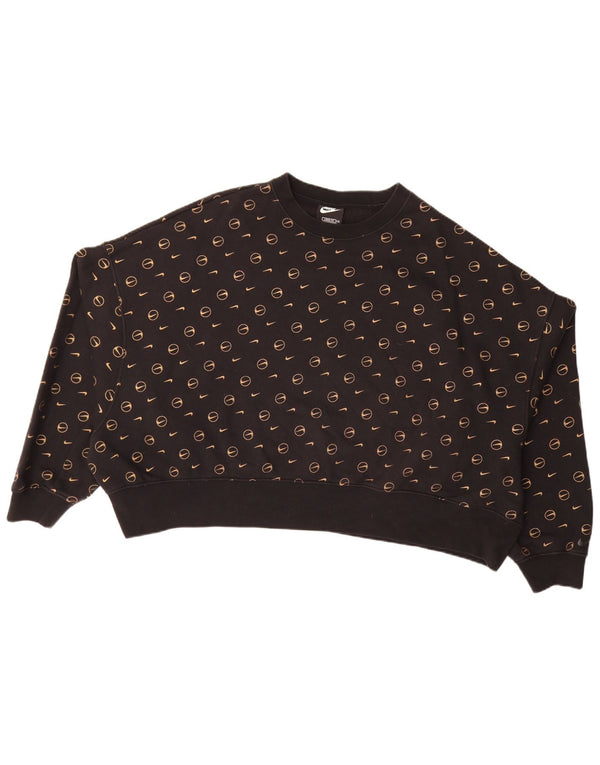 Nike Womens Loose Fit Sweatshirt Pullover UK 18 XL Braune geometrische Baumwolle