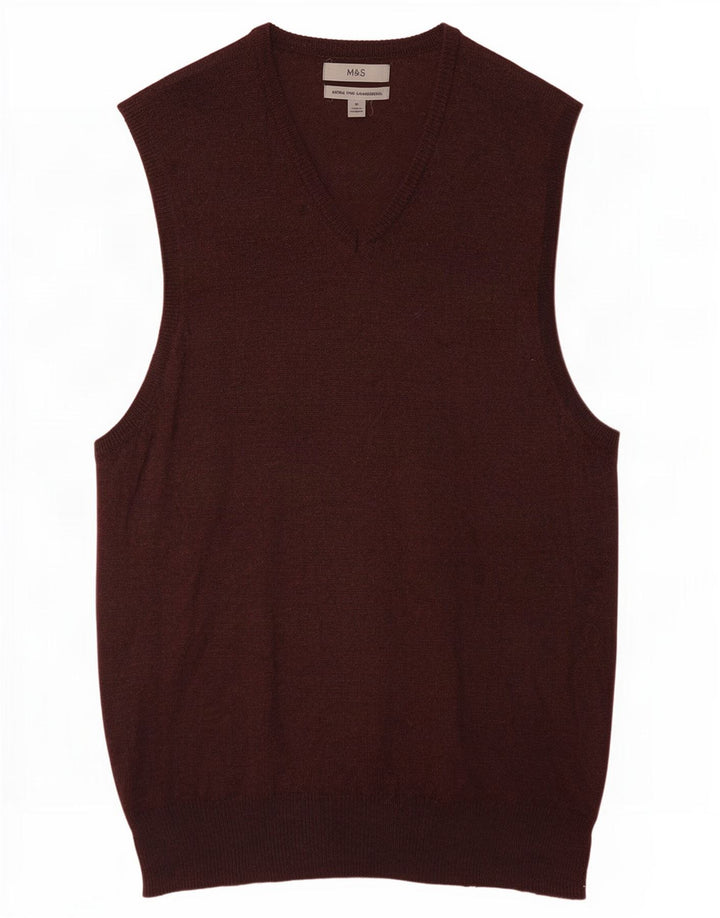 Marks & Spencer Herren Weste Tank Top Medium Burgund Wolle