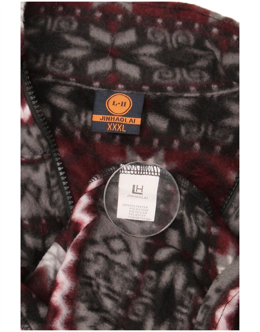 JINHAOLAI Herren Fleecejacke UK 46 3XL Grau Fair Isle Polyester