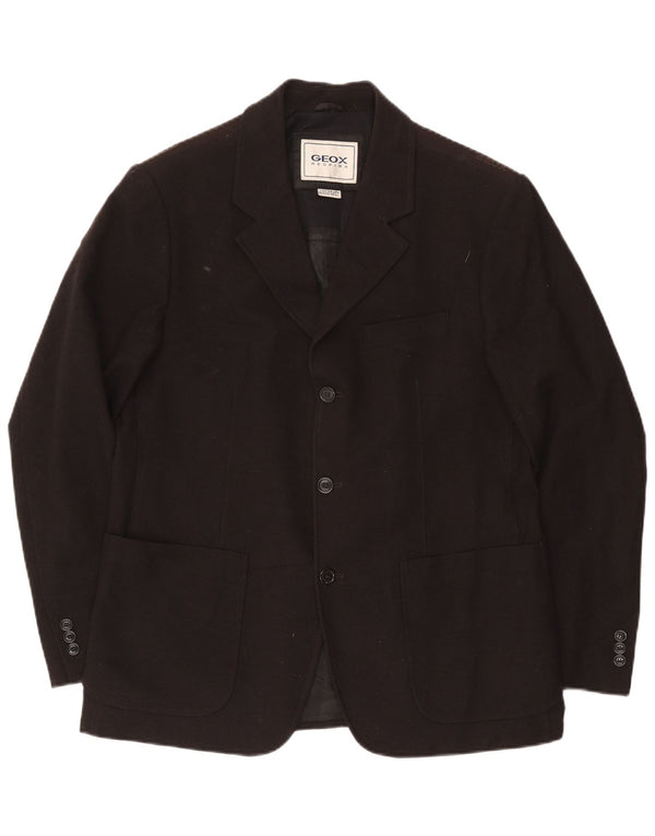 Geox Herren Respira 3-Knopf-Blazerjacke UK 42 XL Schwarze Wolle