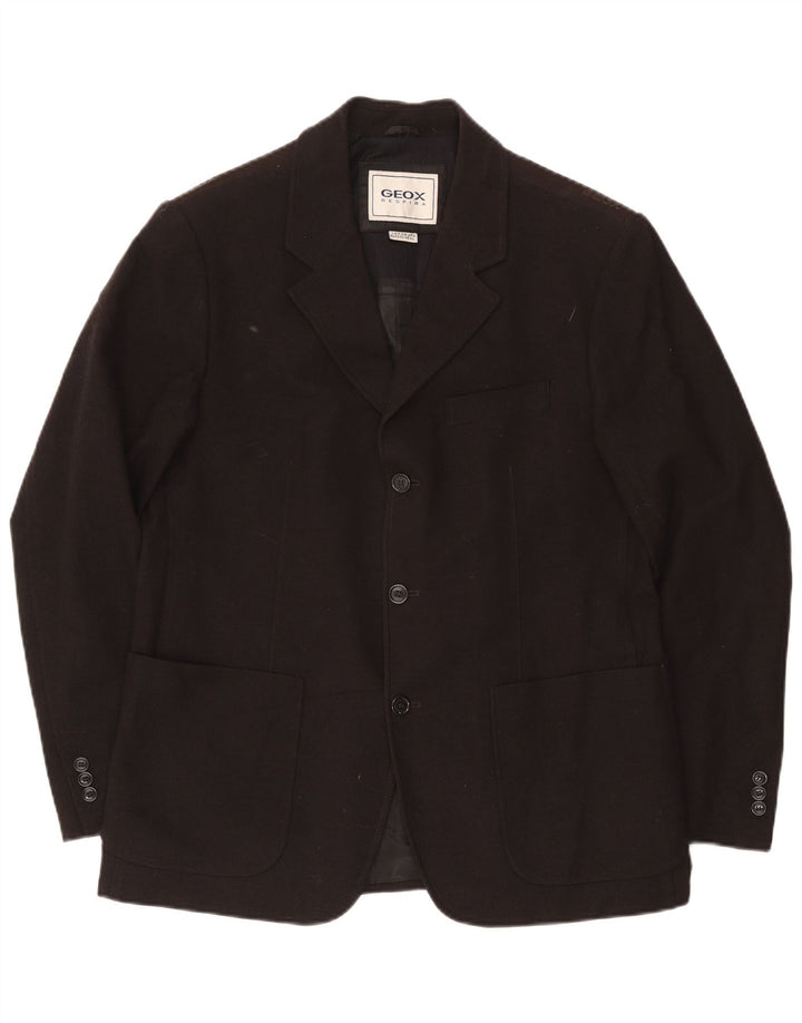 Geox Herren Respira 3-Knopf-Blazerjacke UK 42 XL Schwarze Wolle