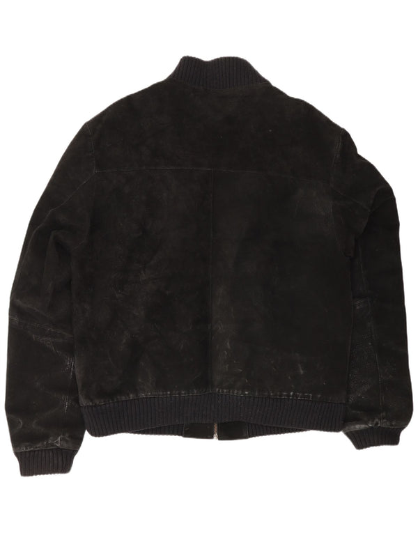 Vintage Herren Wildleder Bomberjacke UK 42 XL Schwarzes Leder