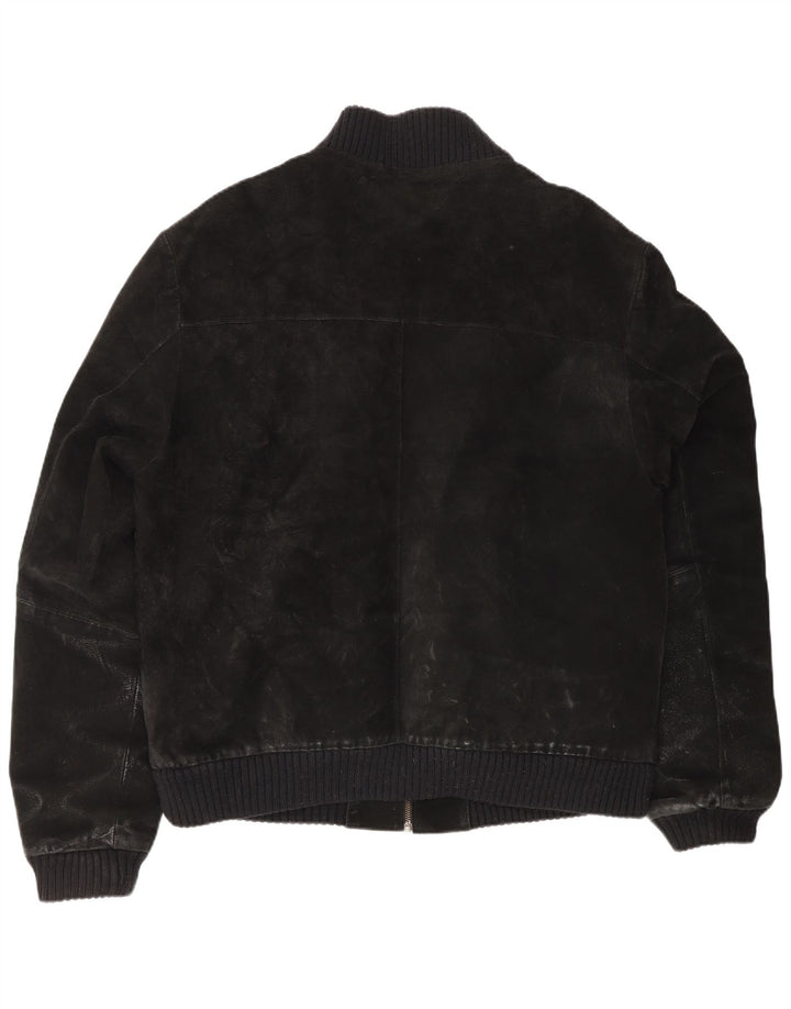 Vintage Herren Wildleder Bomberjacke UK 42 XL Schwarzes Leder