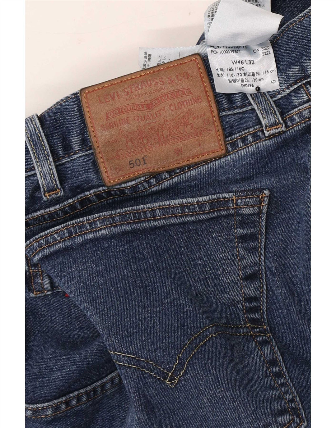 Levi's Herren 501 Straight Jeans W46 L29 Blaue Baumwolle
