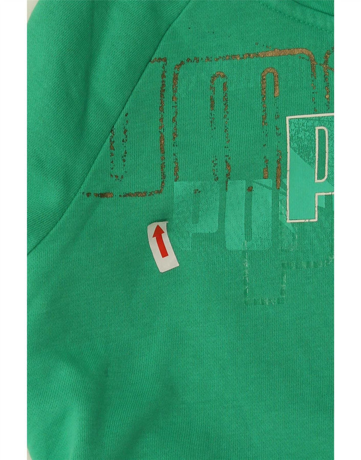 Puma Womens Graphic Trainingsanzug Top Jacke UK 10 Small Grüne Baumwolle