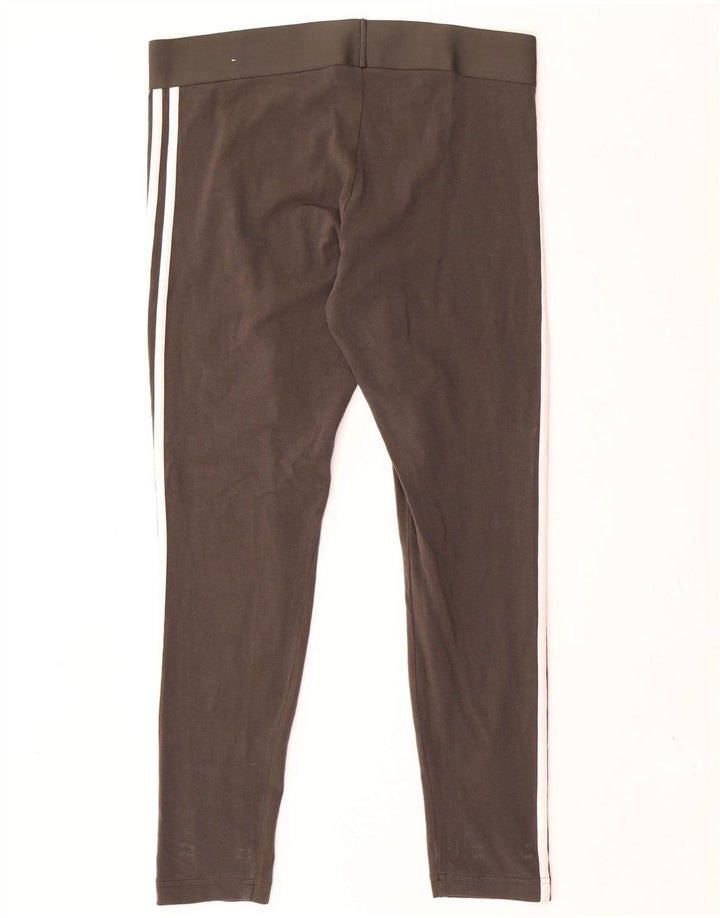 Adidas Damen Leggings UK 16/18 Große graue Baumwolle