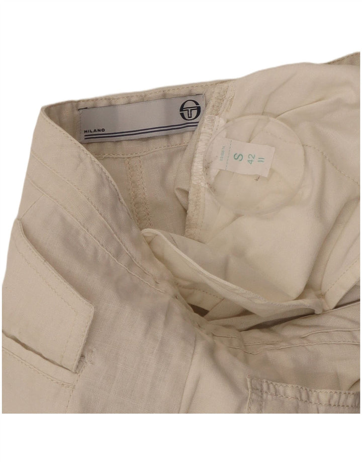 Sergio Tacchini Damen Capri-Hose mit lockerer Passform, Größe S, W30, L22, Beige