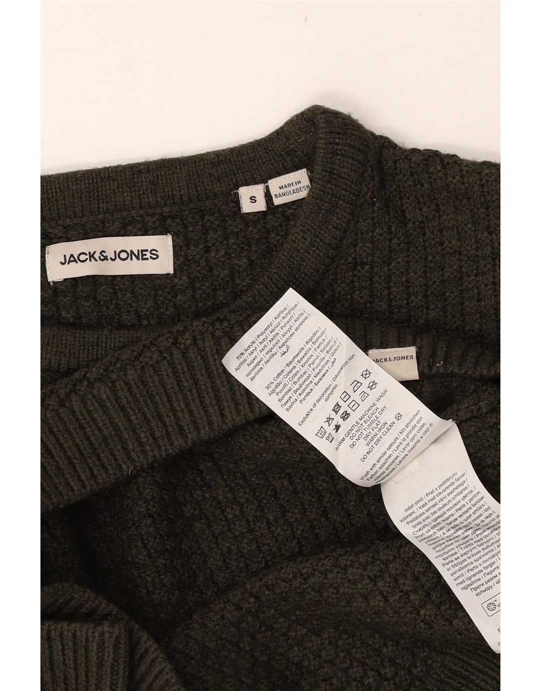Jack & Jones Herren-Pullover mit Rundhalsausschnitt, klein, Khaki, Acryl