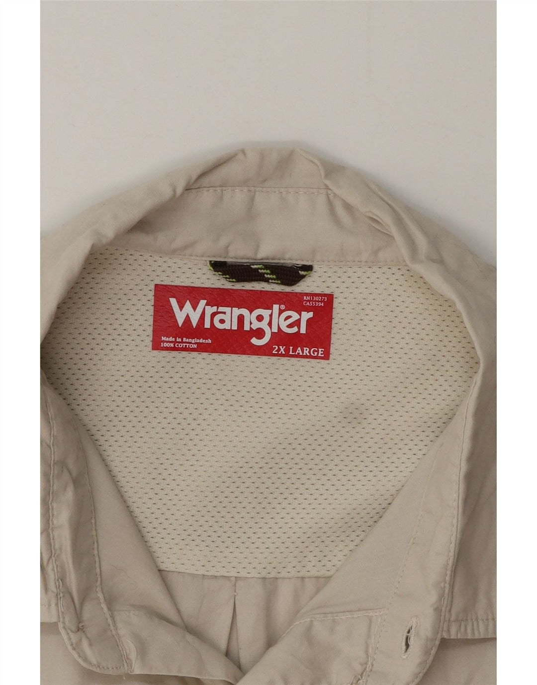 Wrangler Herren Kurzarmhemd 2XL Beige Baumwolle