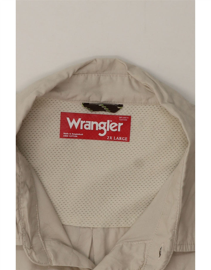 Wrangler Herren Kurzarmhemd 2XL Beige Baumwolle