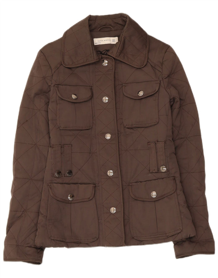 Zara Damen Steppjacke UK 12 Mittelbraunes Polyester