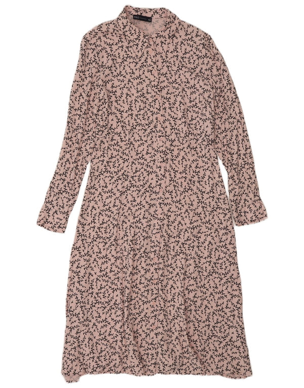 Marks & Spencer Damen Maxi-Hemdkleid UK 12 Mittelrosa Blumenviskose