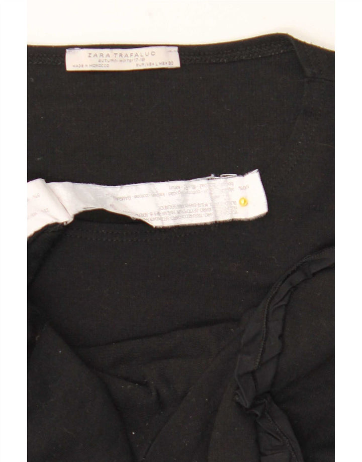 Zara Damen-Top, 3/4-Ärmel, UK-Größe 16, Größe L, Schwarz, Baumwolle