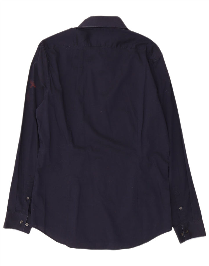 Calvin Klein Herren-Hemd, tailliert, Größe 39, 15 1/2, mittelgroß, marineblau, Baumwolle