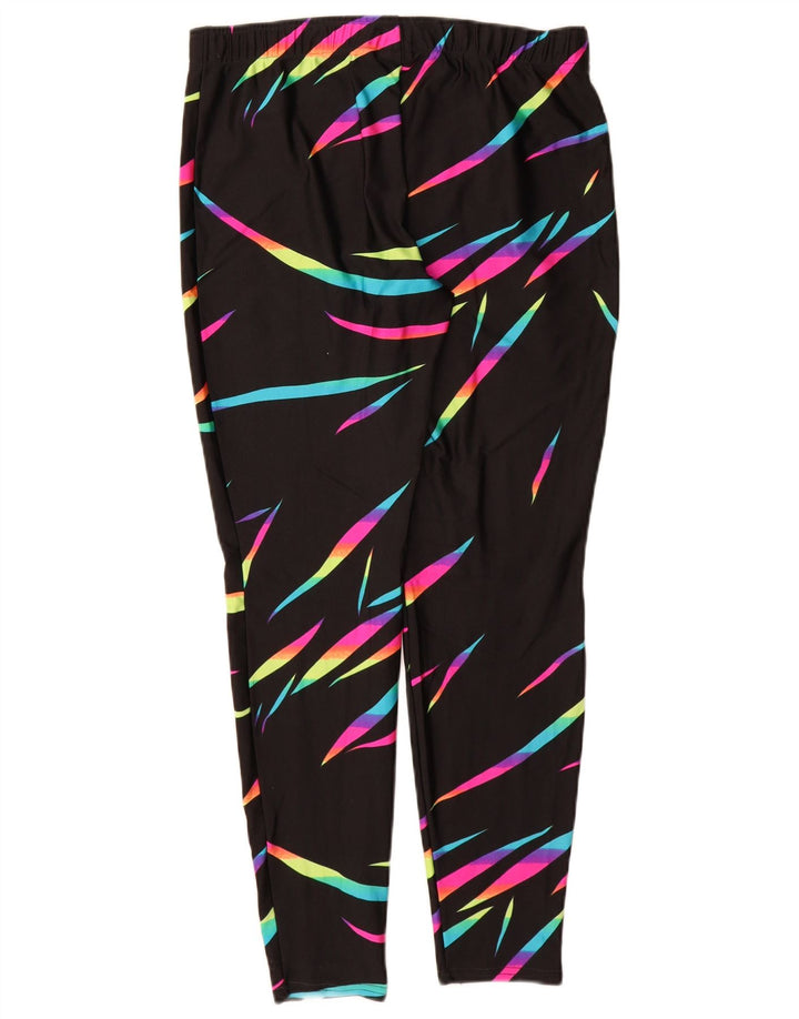 Rodeo Damen Leggings UK 14 Großes schwarz gestreiftes Nylon