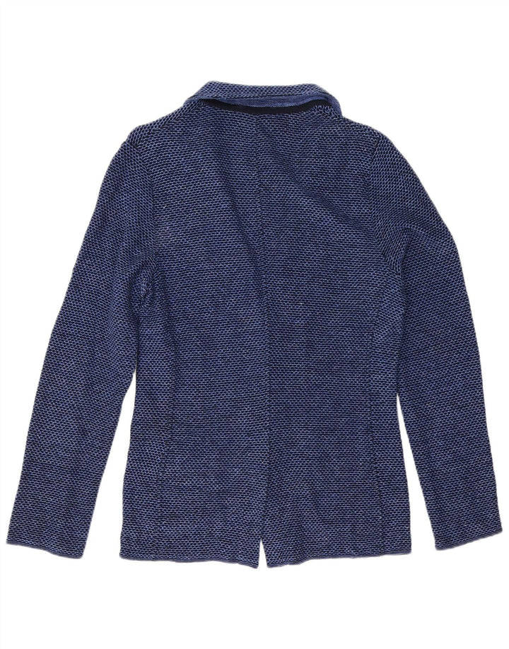 Lardini Damen-Blazer mit 2 Knöpfen, UK 12, mittelblau gepunktete Baumwolle