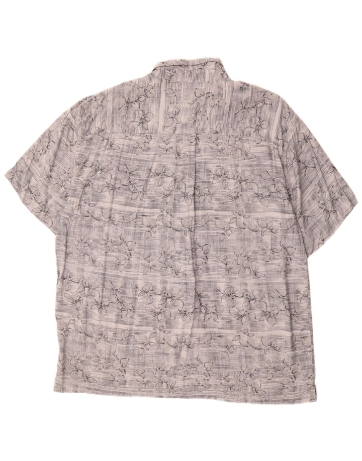 Vintage Herren Kurzarmhemd XL Grau Floral Rayon