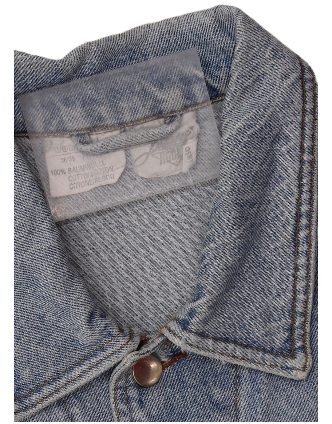 VINTAGE Herren-Jeansjacke mit Grafik, UK 36/38, kleine blaue Baumwolle