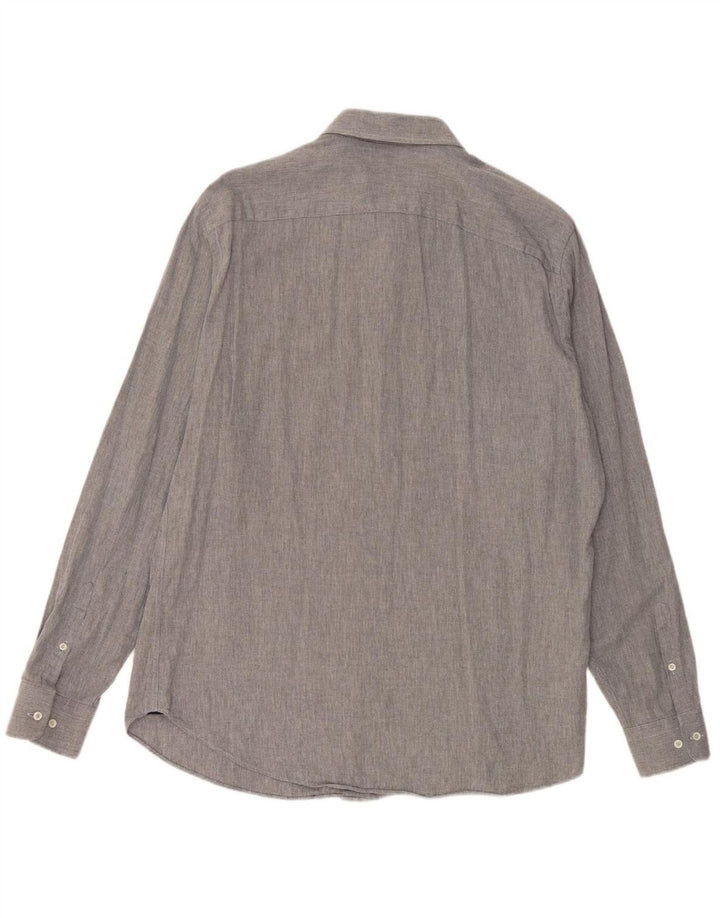 TRUSSARDI JEANS Mens Regular Fit Shirt Size 44 XL Grey Cotton