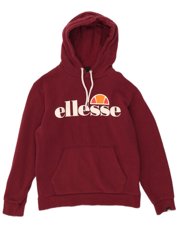 Ellesse Womens Graphic Hoodie Pullover UK 10 Small Burgund Baumwolle