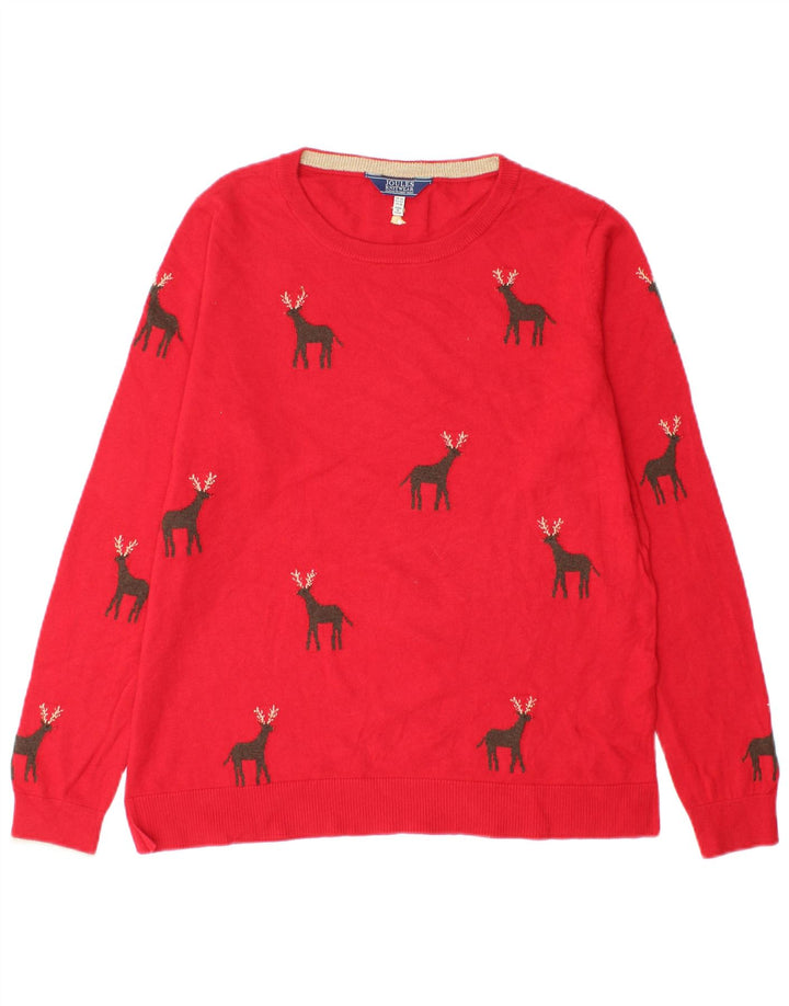 Joules Damen-Pullover mit Rundhalsausschnitt, UK 14, Größe L, Rot, Weihnachten