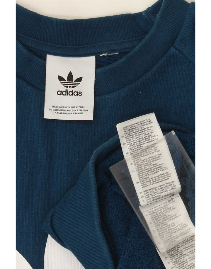 Adidas Herren Grafik-Sweatshirt-Pullover aus mittelblauer Baumwolle