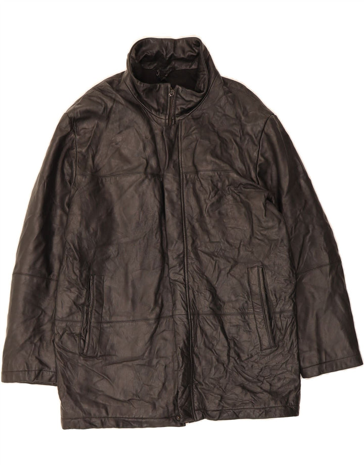 VINTAGE Mens Leather Coat UK 42 XL Black Vintage Vintage and Second-Hand Vintage from Messina Hembry 