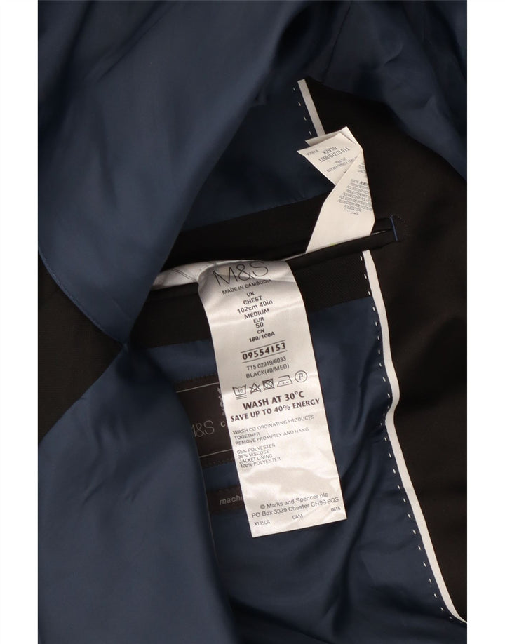 MARKS & SPENCER Herren-Blazer mit 1 Knopf, EU 50, Größe L, Schwarz, Polyester