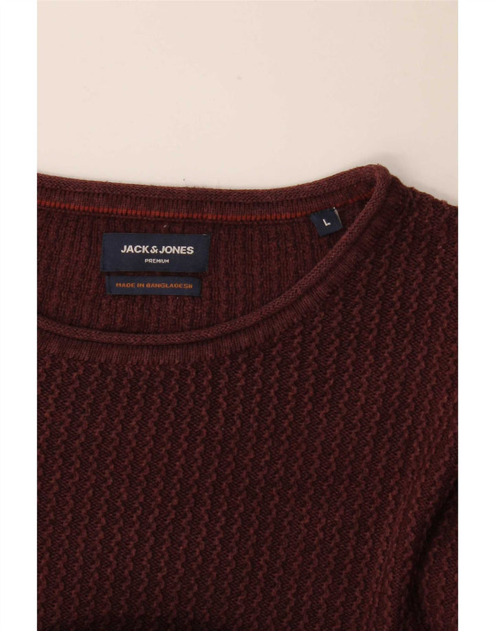 Jack & Jones Herren-Pullover mit Rundhalsausschnitt, Größe L, Burgunderrot