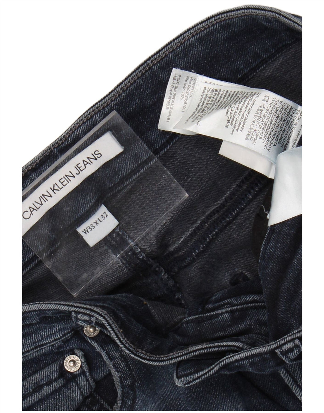 CALVIN KLEIN Herren Slim Jeans W33 L32 Marineblaue Baumwolle