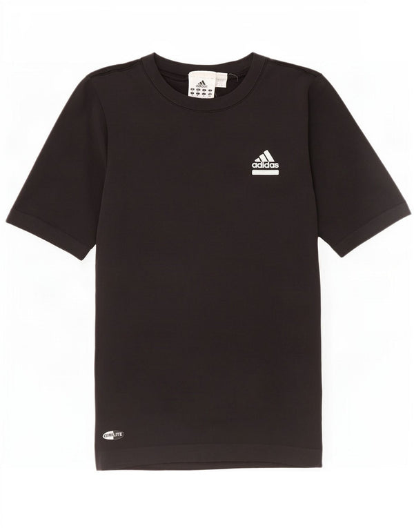 Adidas Damen Climalite T-Shirt Top UK 12 Medium Schwarz Polyamid