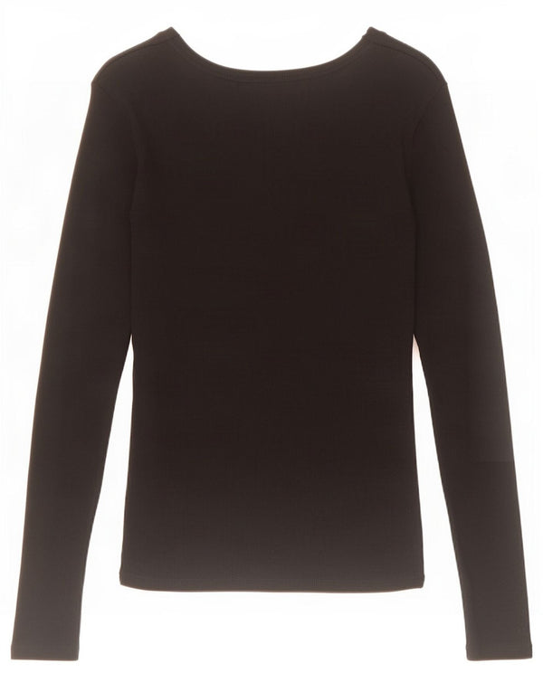 Zara Damen Top Langarm UK 12 Medium Schwarz