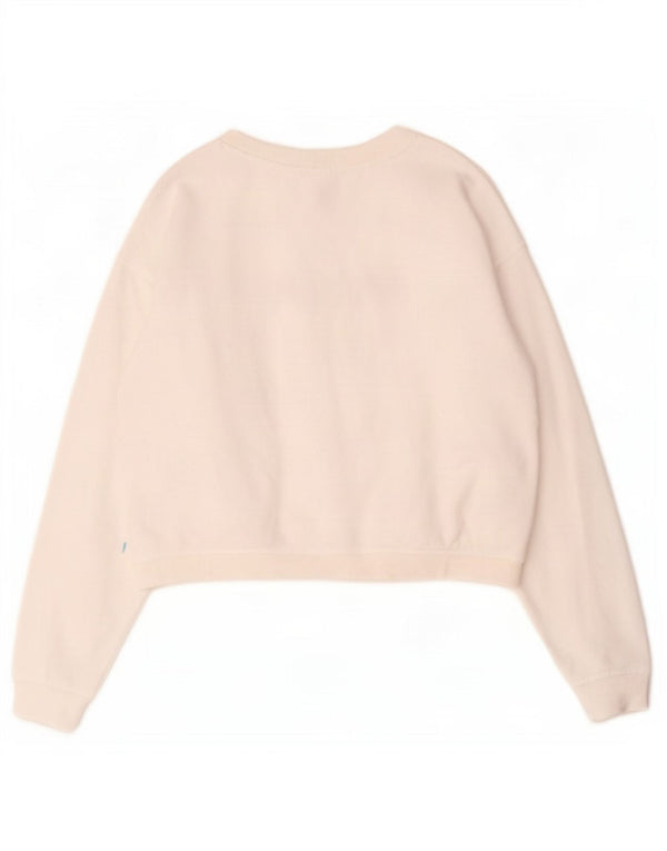 Roxy Damen-Sweatshirt mit übergroßem, bauchfreiem Grafikmotiv, Gr. 10, Größe S, Weiß