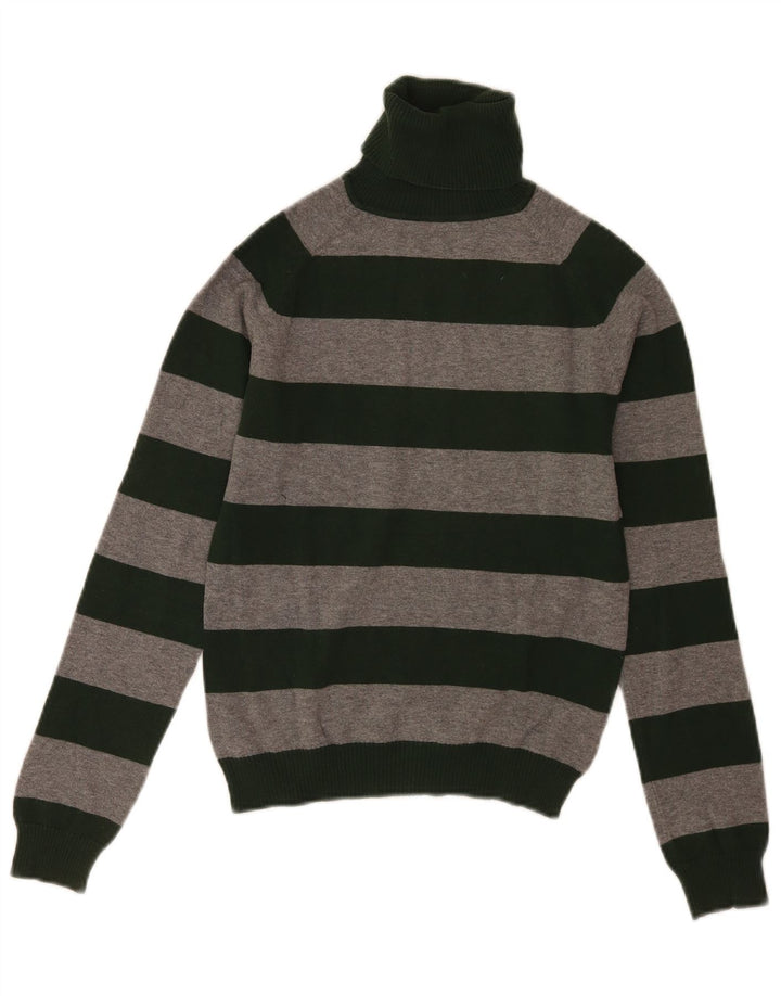 Rollkragenpullover für Damen von Zara, Gr. 12, mittelgrau, gestreift, Baumwolle