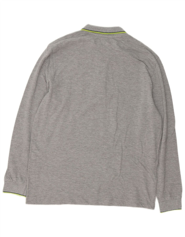 Kappa Herren Langarm-Poloshirt mit normaler Passform, große graue Baumwolle