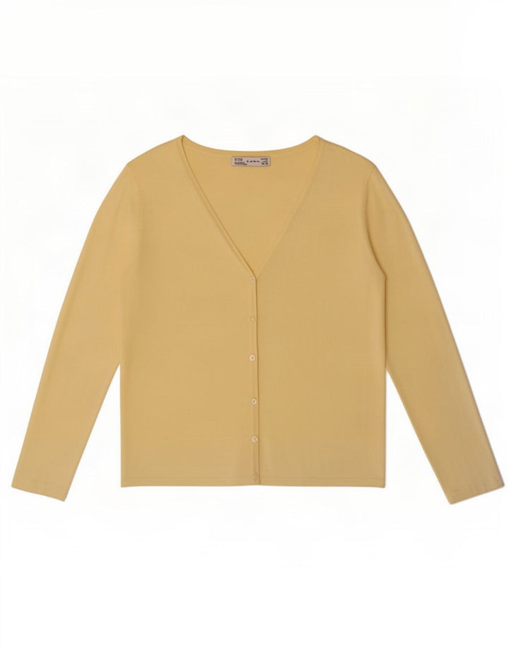 Zara Damen-Cardigan-Pullover UK 14 Large Gelb