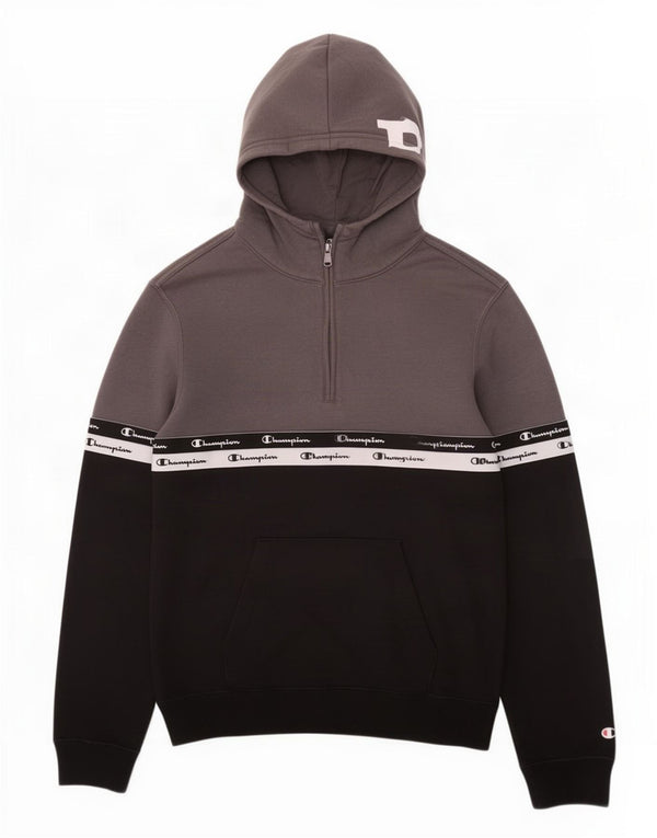 Champion Herren-Kapuzenpullover mit Reißverschluss und Grafik, XS, Grau, Farbblock