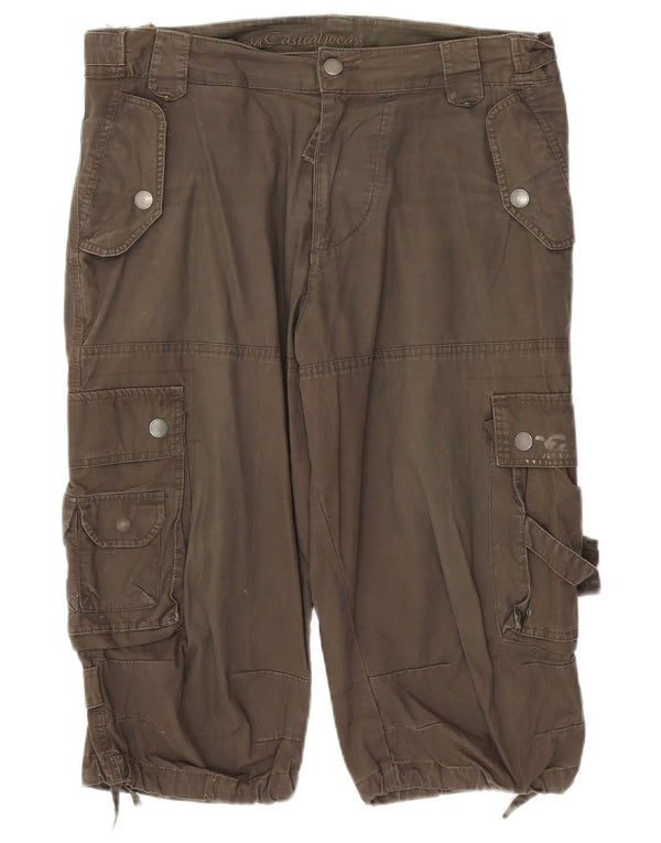 Zara Herren Cargoshorts EU 42 Large W32 Khaki Baumwolle