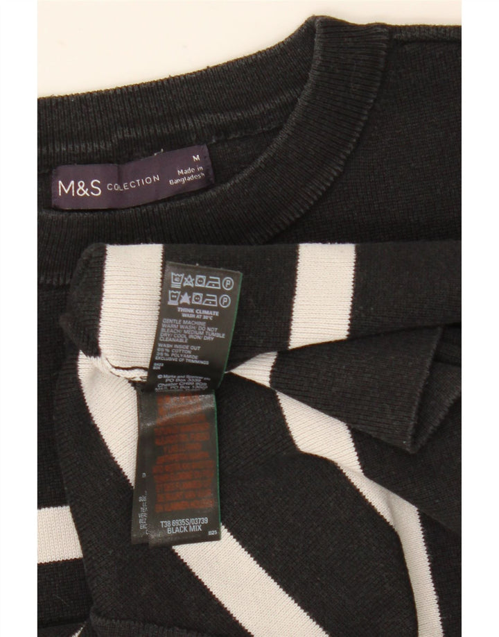 Marks & Spencer Damen-Pullover mit Rundhalsausschnitt, Gr. 12, mittelschwarz gestreift